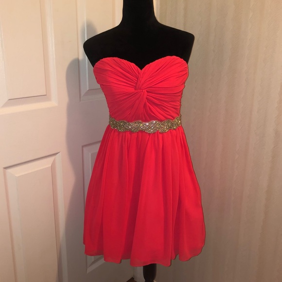Short Coral Homecoming Dress - Picture 1 of 3